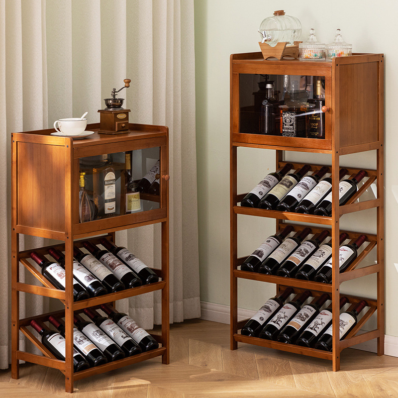Home Bar Shelves - Estante para vino de bambú macizo,