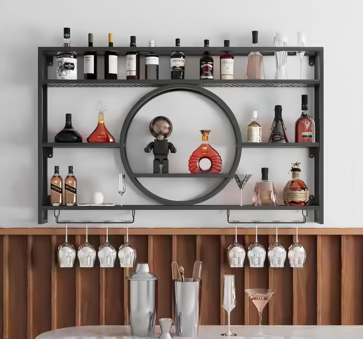 Home Bar Shelves - Estante de Pared Metálico Negro para