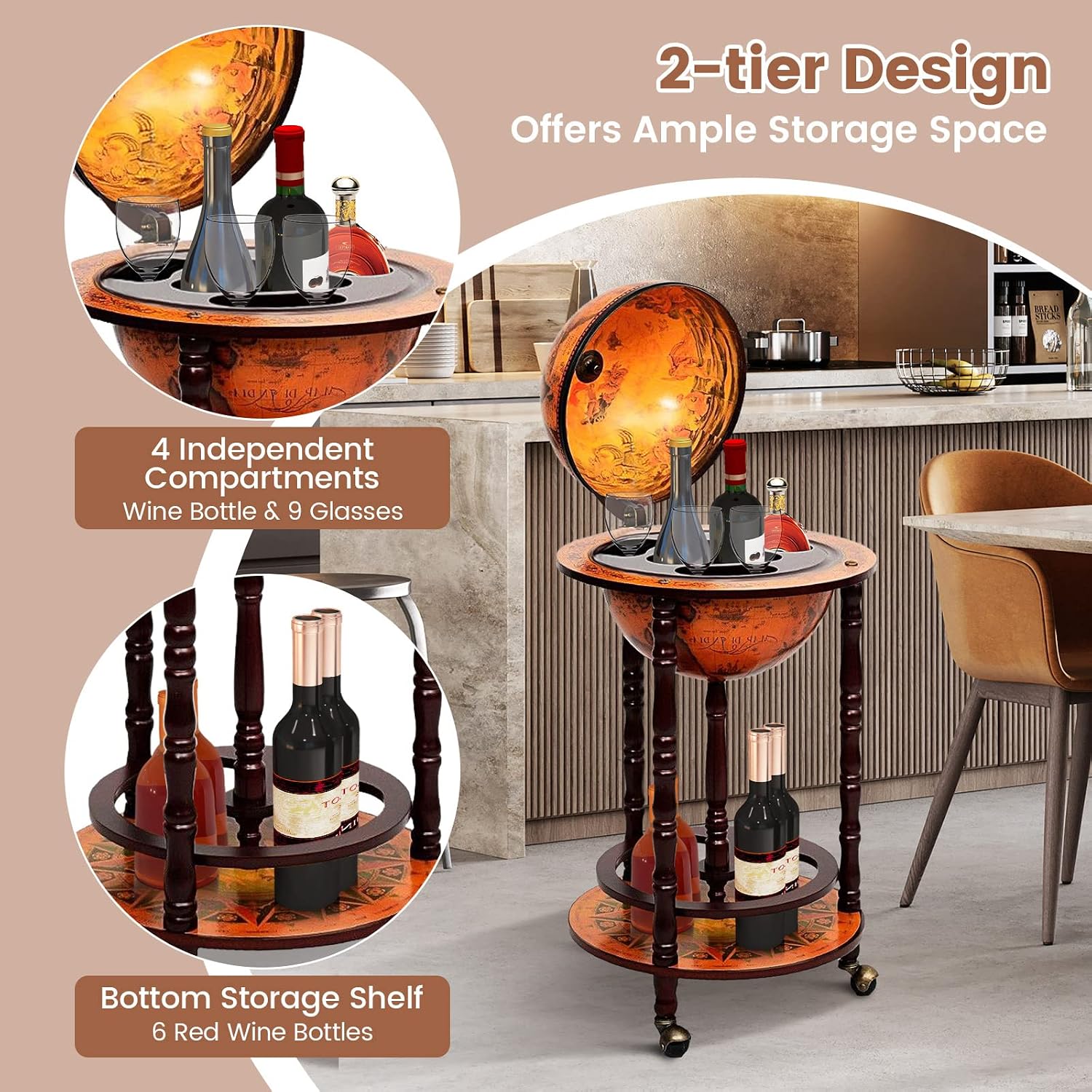 Carrito Bar con Ruedas, Mueble - Home Bar Shelves reseña y precio